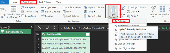 Transform and split column by delimiter
