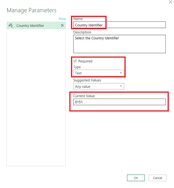 Enter the parameter details